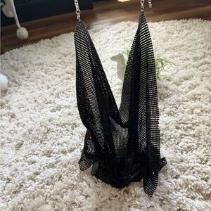 Stylish Black Chainmail Halter Top